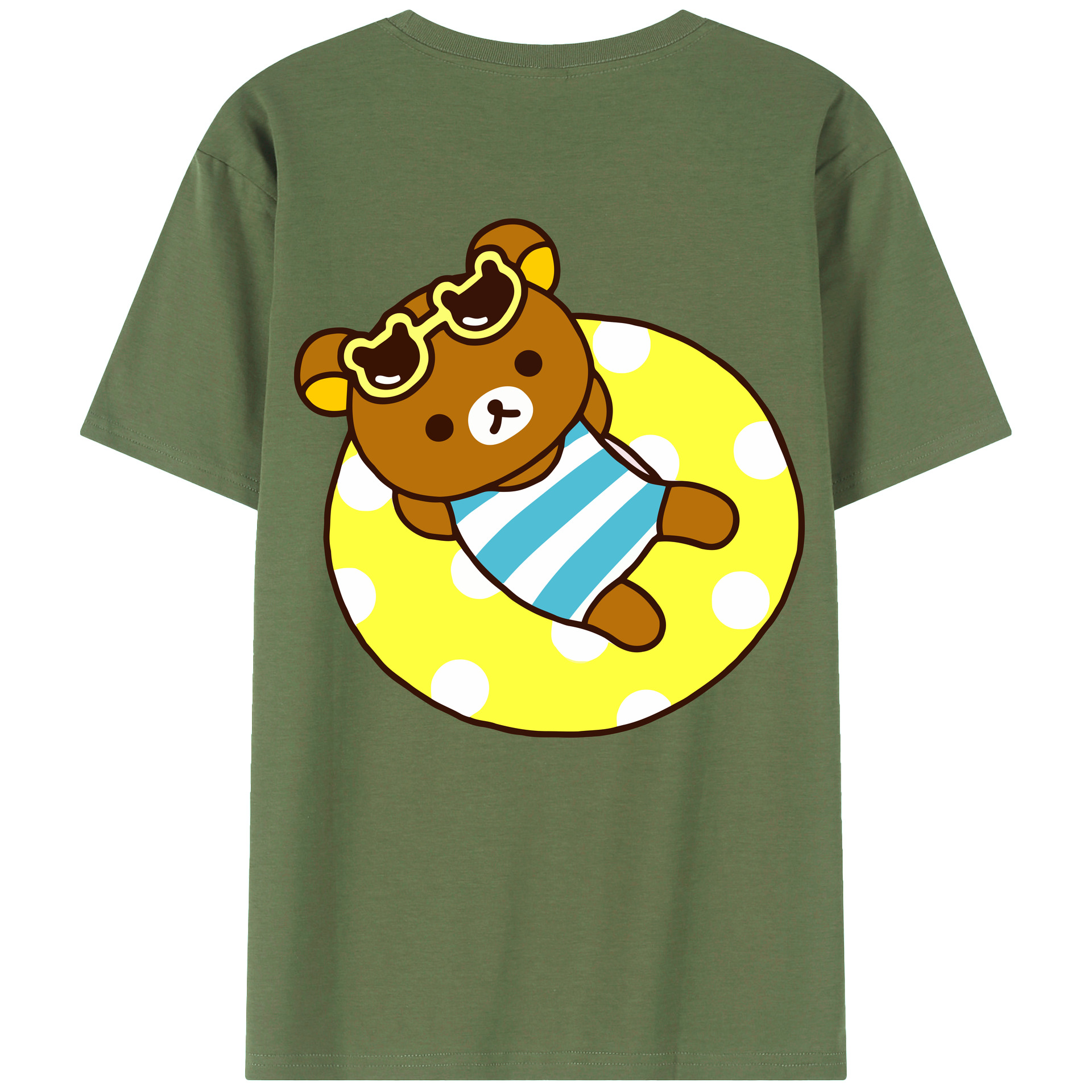 （画像用） リラックマ リラックマ キイロイトリ Rilakkuma Korilakkuma Kiiroitori 綿100％ メンズ半袖Tシャツ（バックプリント） 通気性